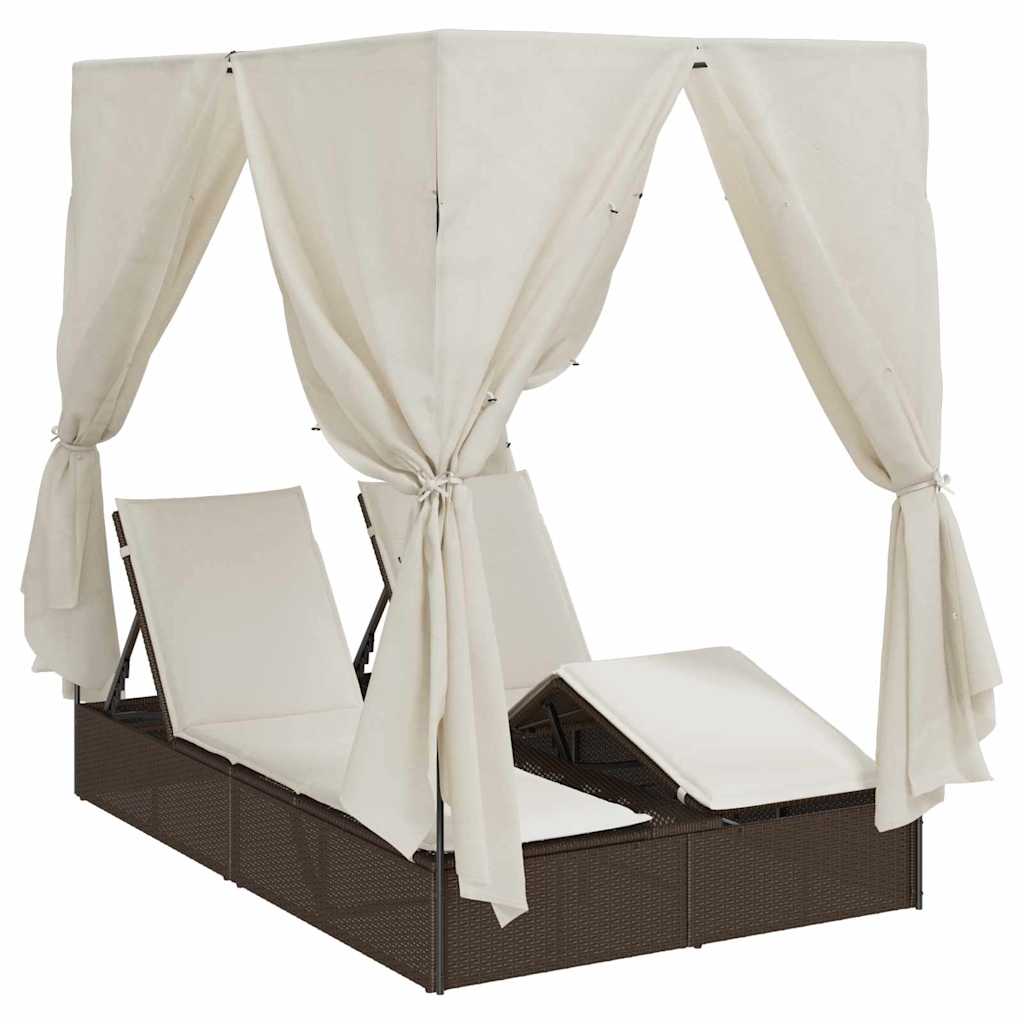 Espreguiçadeira Dupla com Cobertura Bege 205 x 129 x 200 cm