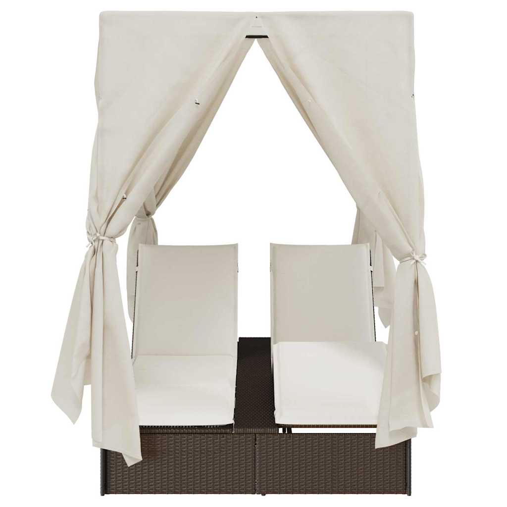 Espreguiçadeira Dupla com Cobertura Bege 205 x 129 x 200 cm