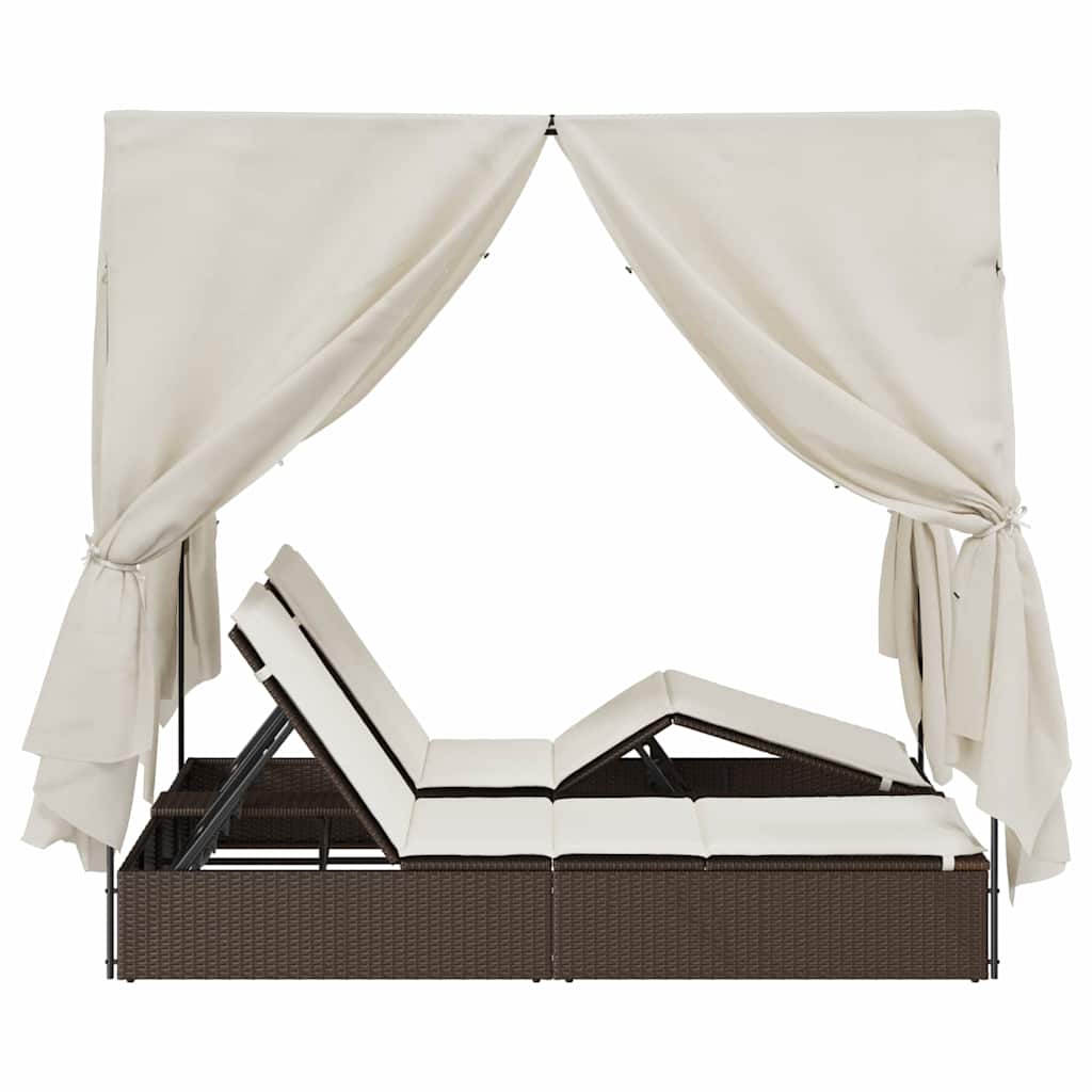 Espreguiçadeira Dupla com Cobertura Bege 205 x 129 x 200 cm
