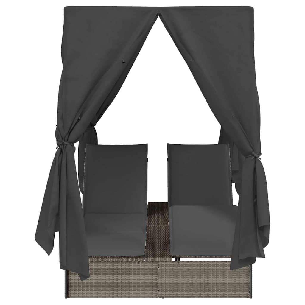 Espreguiçadeira Dupla com Cobertura Bege 205 x 129 x 200 cm