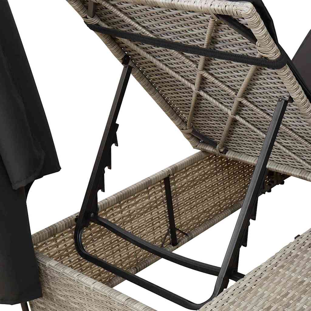 Espreguiçadeira Dupla com Cobertura Bege 205 x 129 x 200 cm