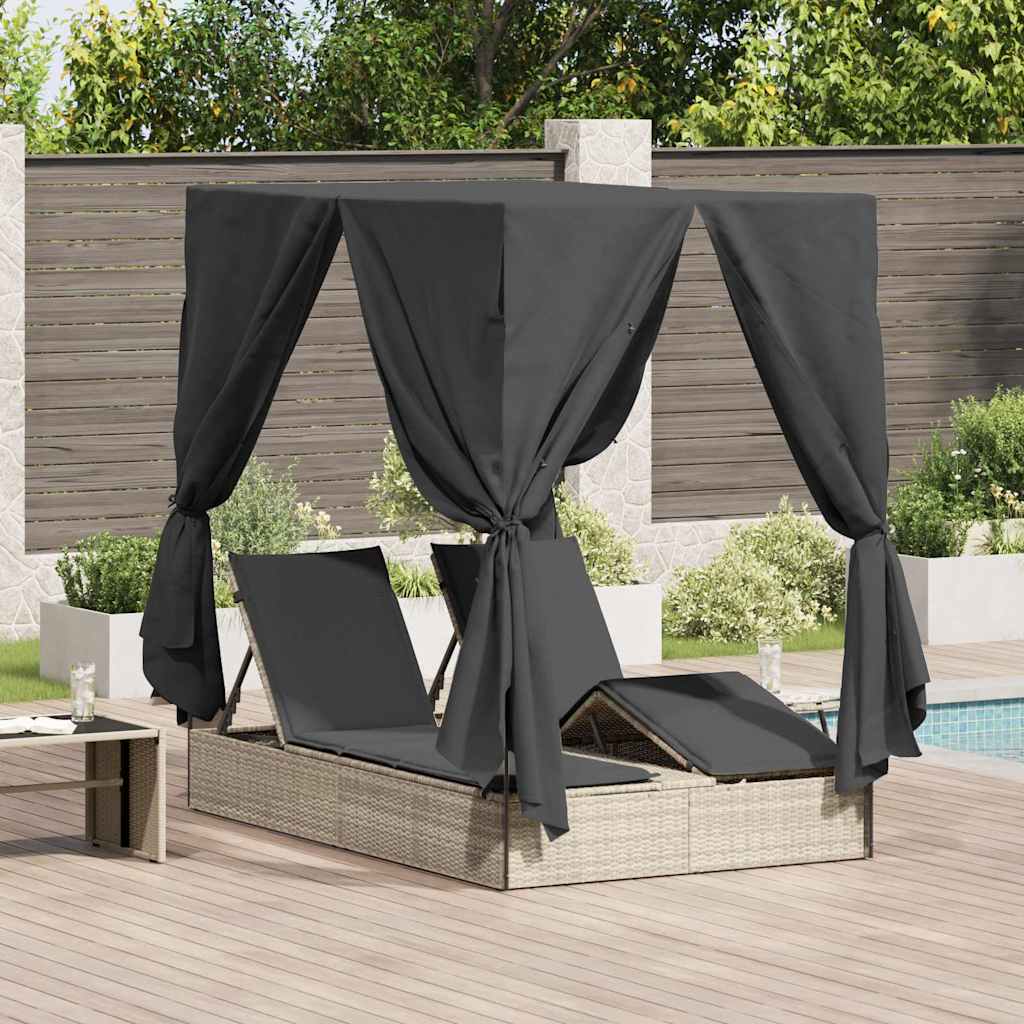 Espreguiçadeira Dupla com Cobertura Bege 205 x 129 x 200 cm