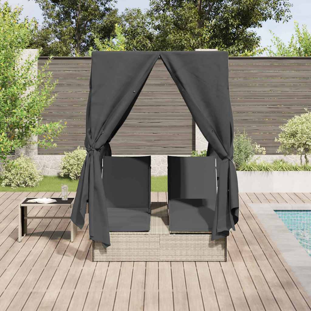 Espreguiçadeira Dupla com Cobertura Bege 205 x 129 x 200 cm