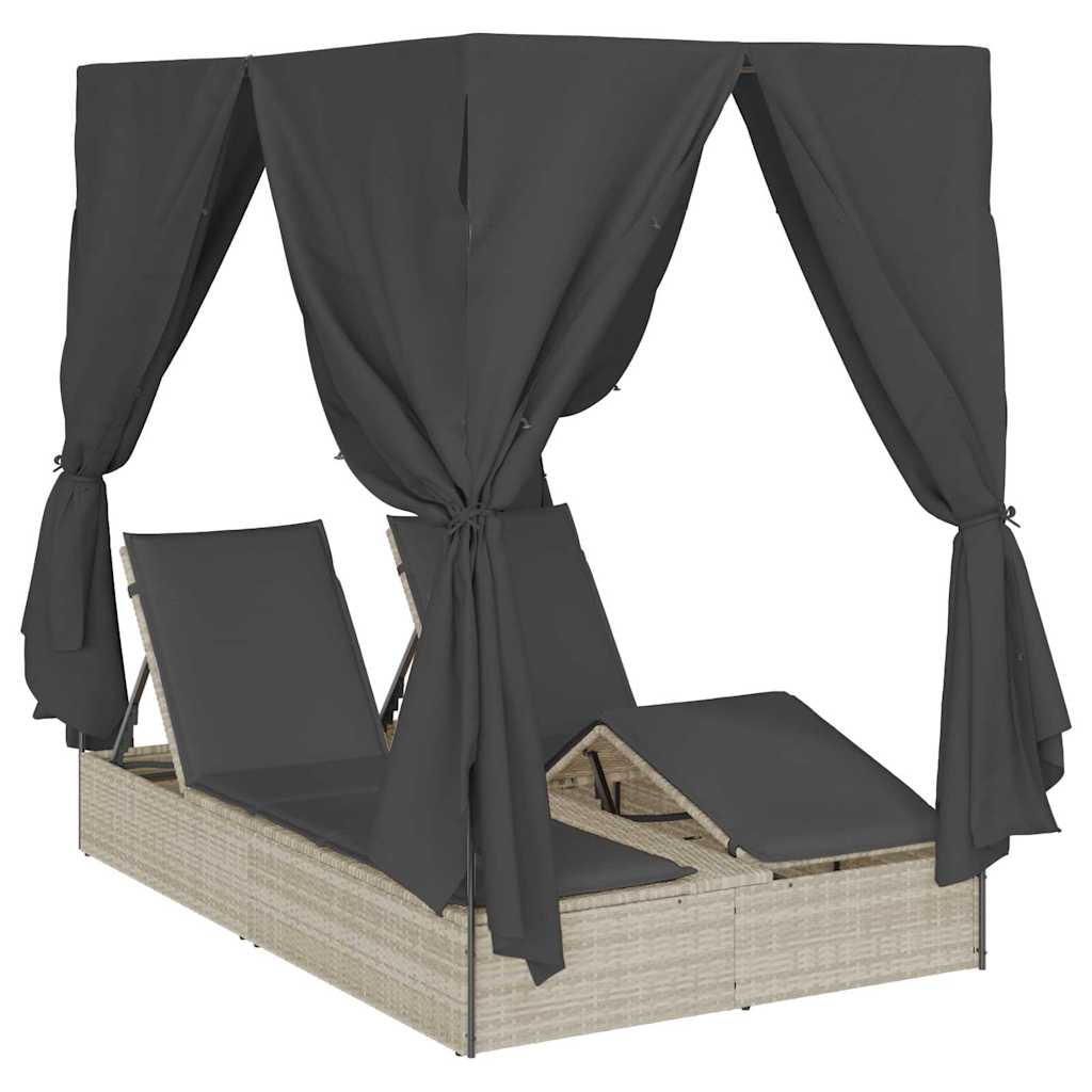 Espreguiçadeira Dupla com Cobertura Bege 205 x 129 x 200 cm