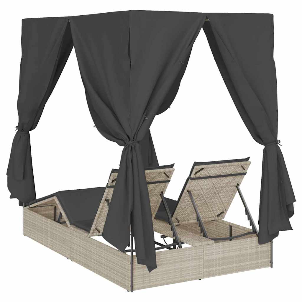 Espreguiçadeira Dupla com Cobertura Bege 205 x 129 x 200 cm