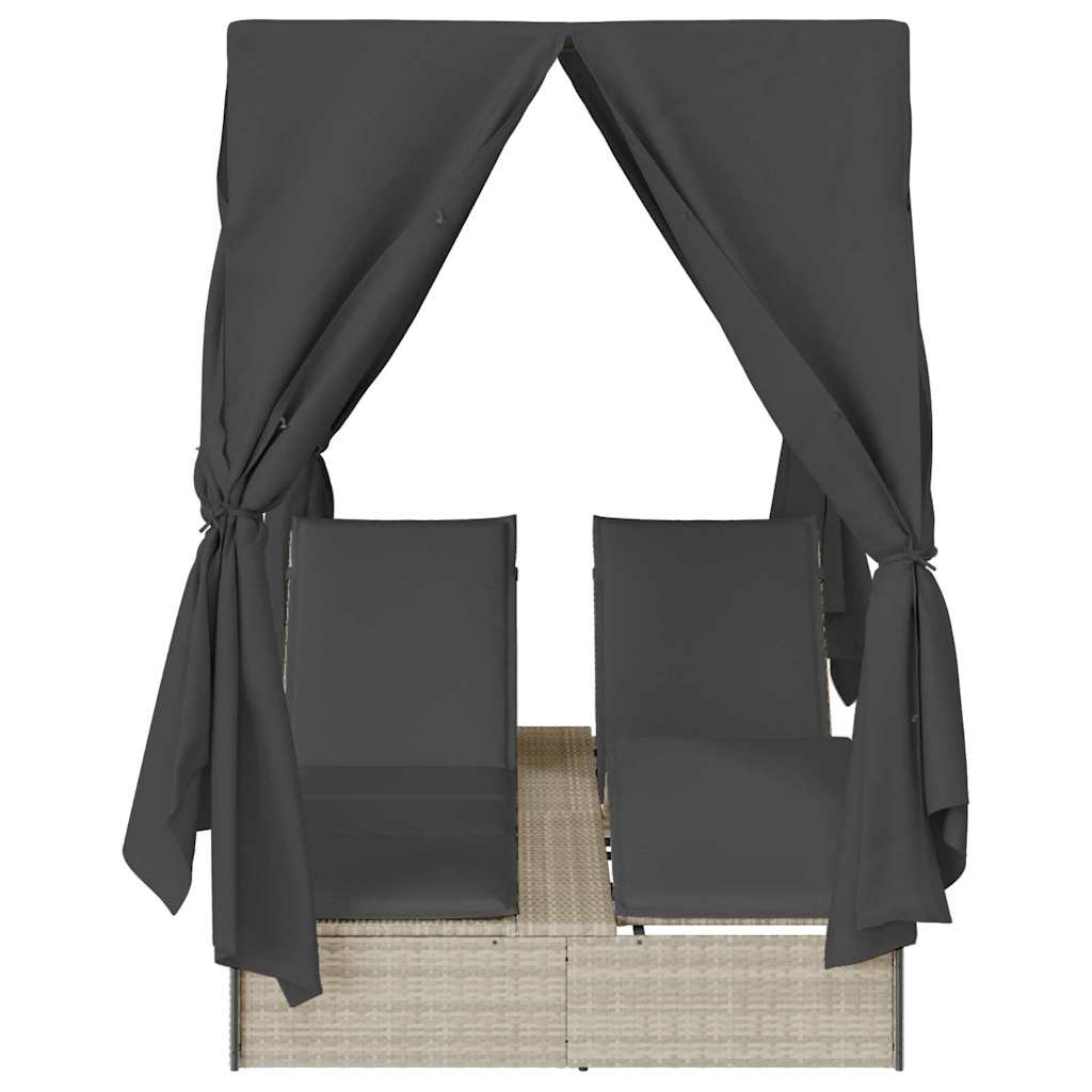 Espreguiçadeira Dupla com Cobertura Bege 205 x 129 x 200 cm