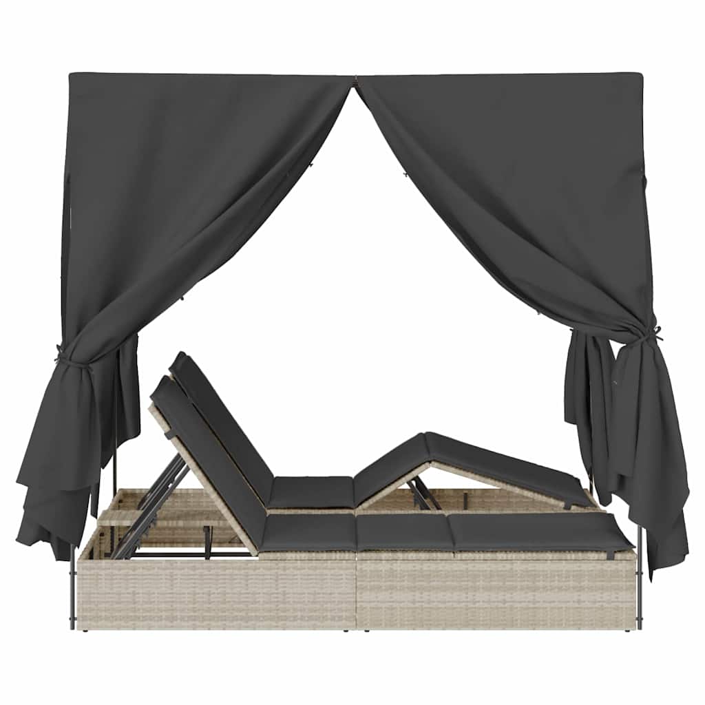 Espreguiçadeira Dupla com Cobertura Bege 205 x 129 x 200 cm