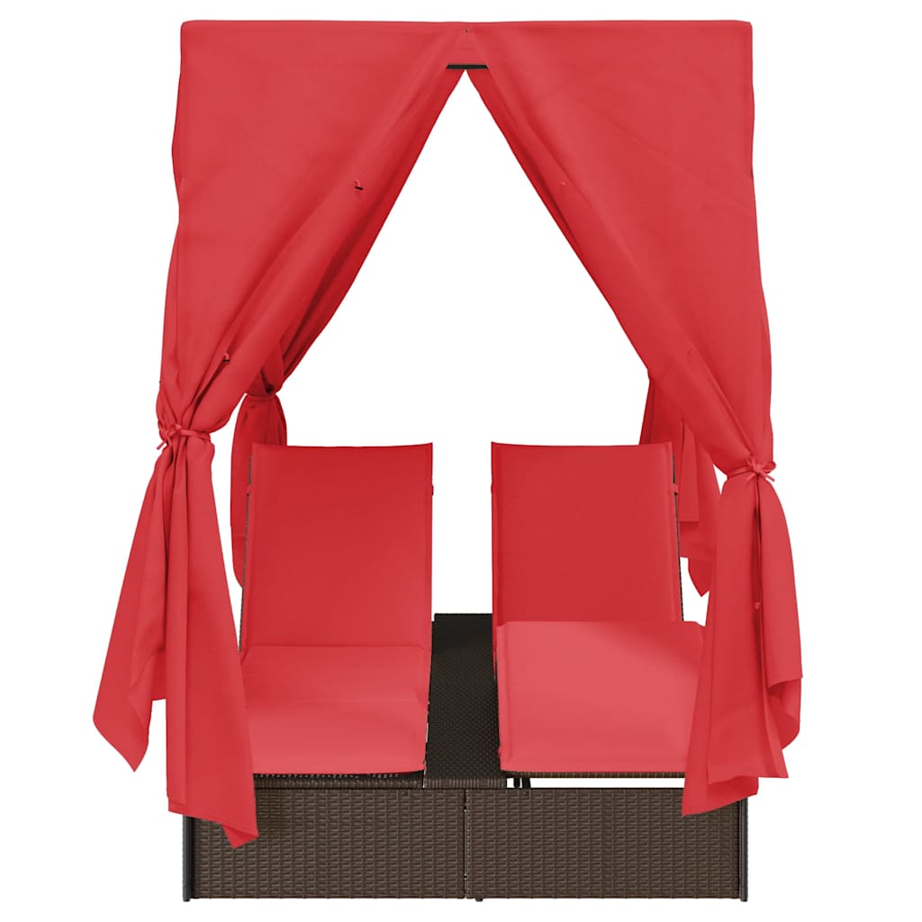 Espreguiçadeira Dupla com Cobertura Bege 205 x 129 x 200 cm