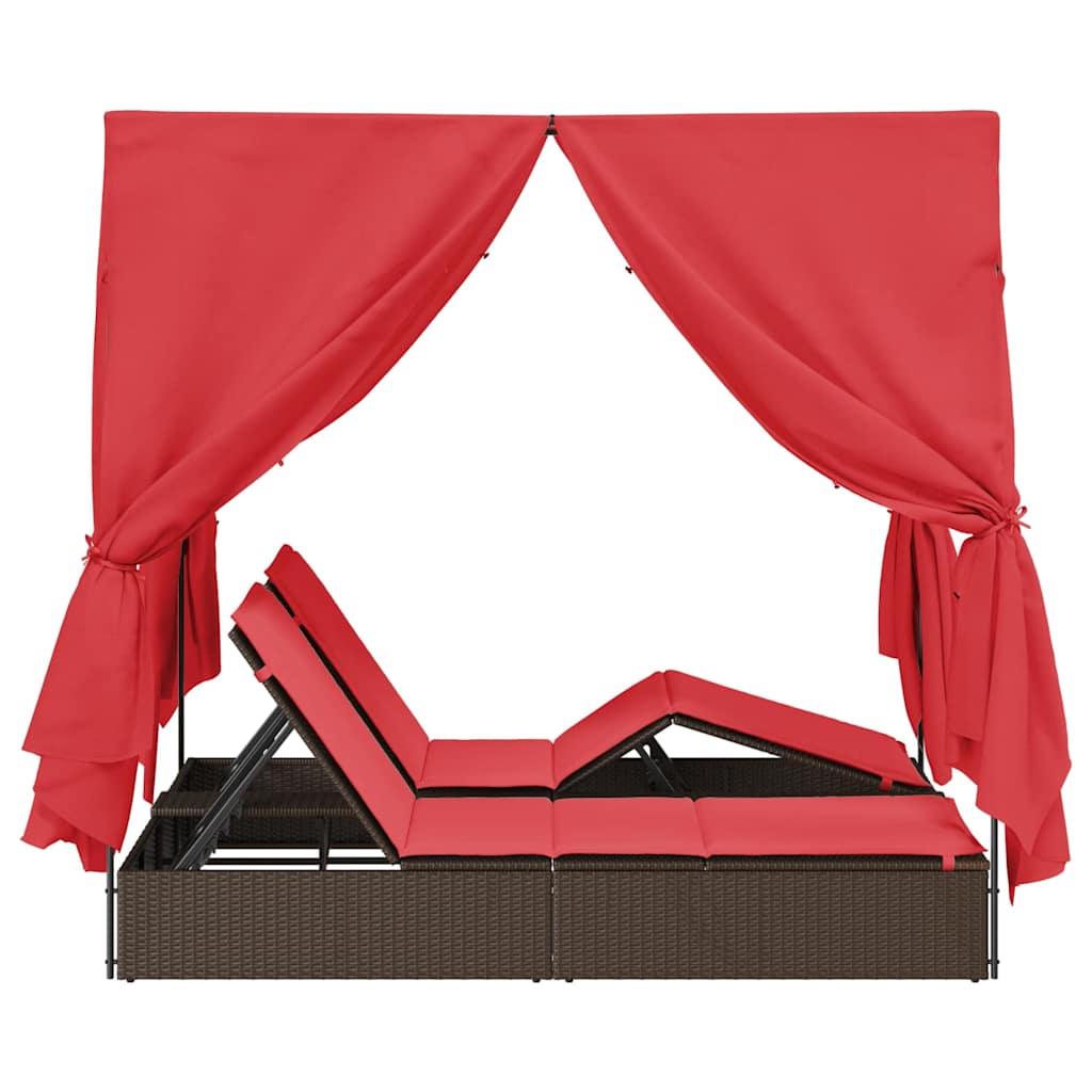 Espreguiçadeira Dupla com Cobertura Bege 205 x 129 x 200 cm