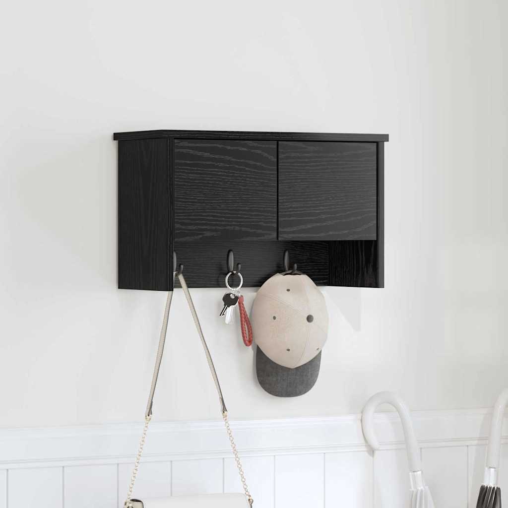 Cabideiro de Parede com porta Carvalho preto 50 x 20 x 30 cm