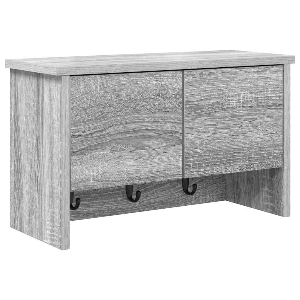Cabideiro de Parede com porta Sonoma cinzento 50 x 20 x 30 cm