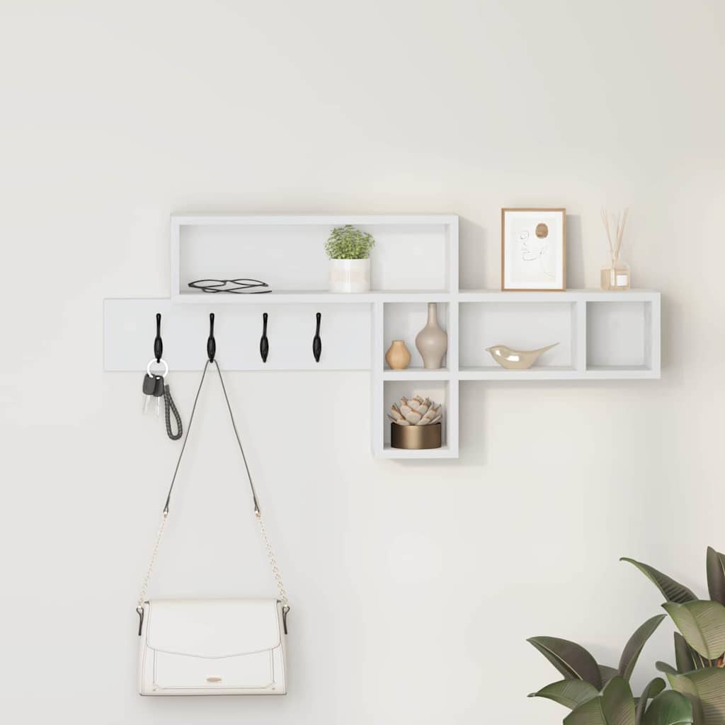Cabideiro de Parede com prateleira Branco 100 x 12 x 43.5 cm