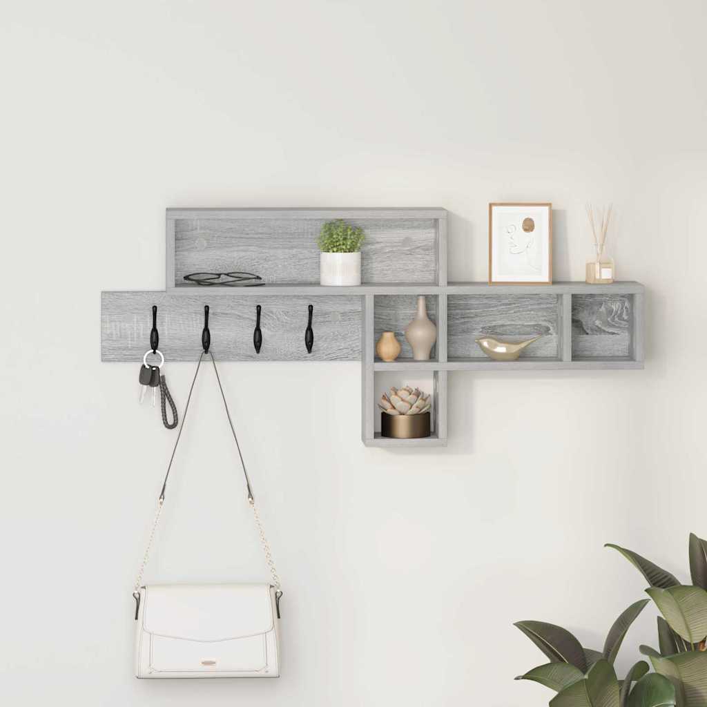 Cabideiro de Parede Sonoma cinzento 100 x 12 x 43.5 cm