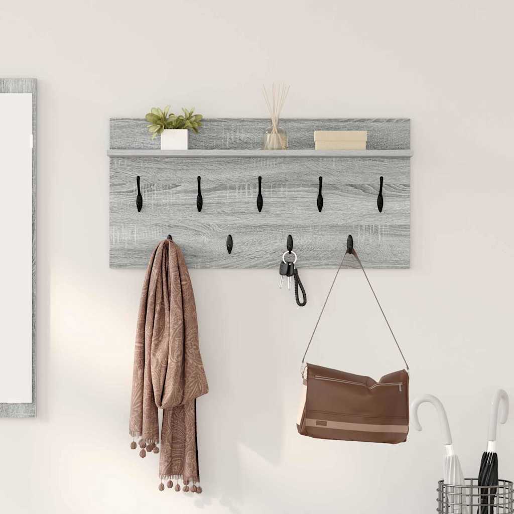 Cabideiro de Parede Sonoma cinzento 80 x 40 x 12 cm