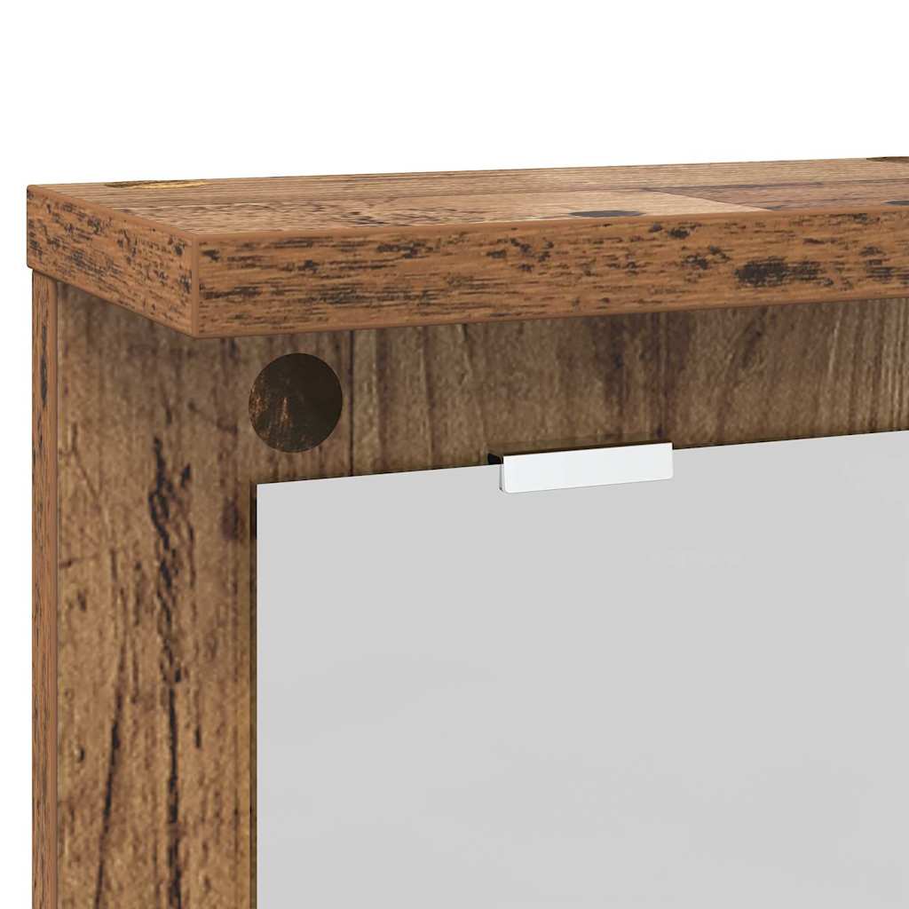 Cabideiro de Parede com espelho Madeira antiga 85 x 10 x 45 cm