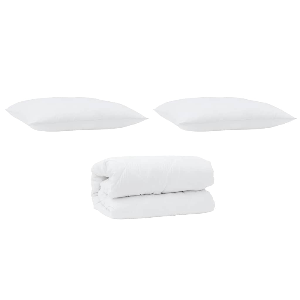 Conjunto de Edredom 3 pcs Branco Microfibra e Penas de Ganso