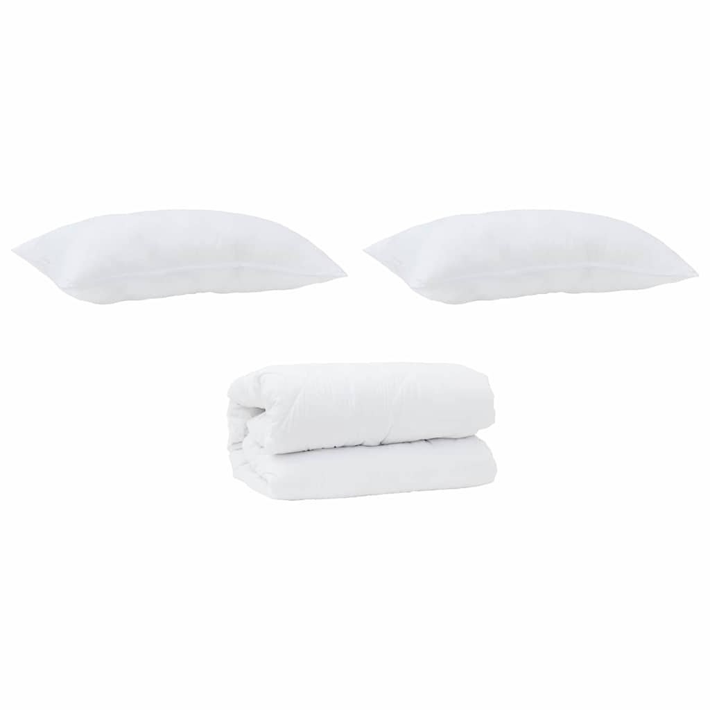 Conjunto de Edredom 3 pcs Branco Microfibra e Penas de Ganso