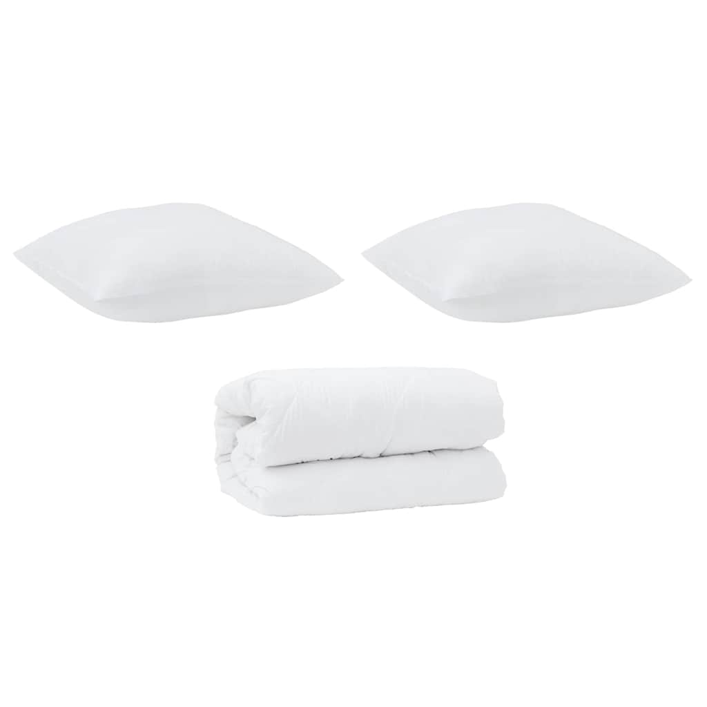 Conjunto de Edredom 3 pcs Branco Microfibra e Penas de Ganso