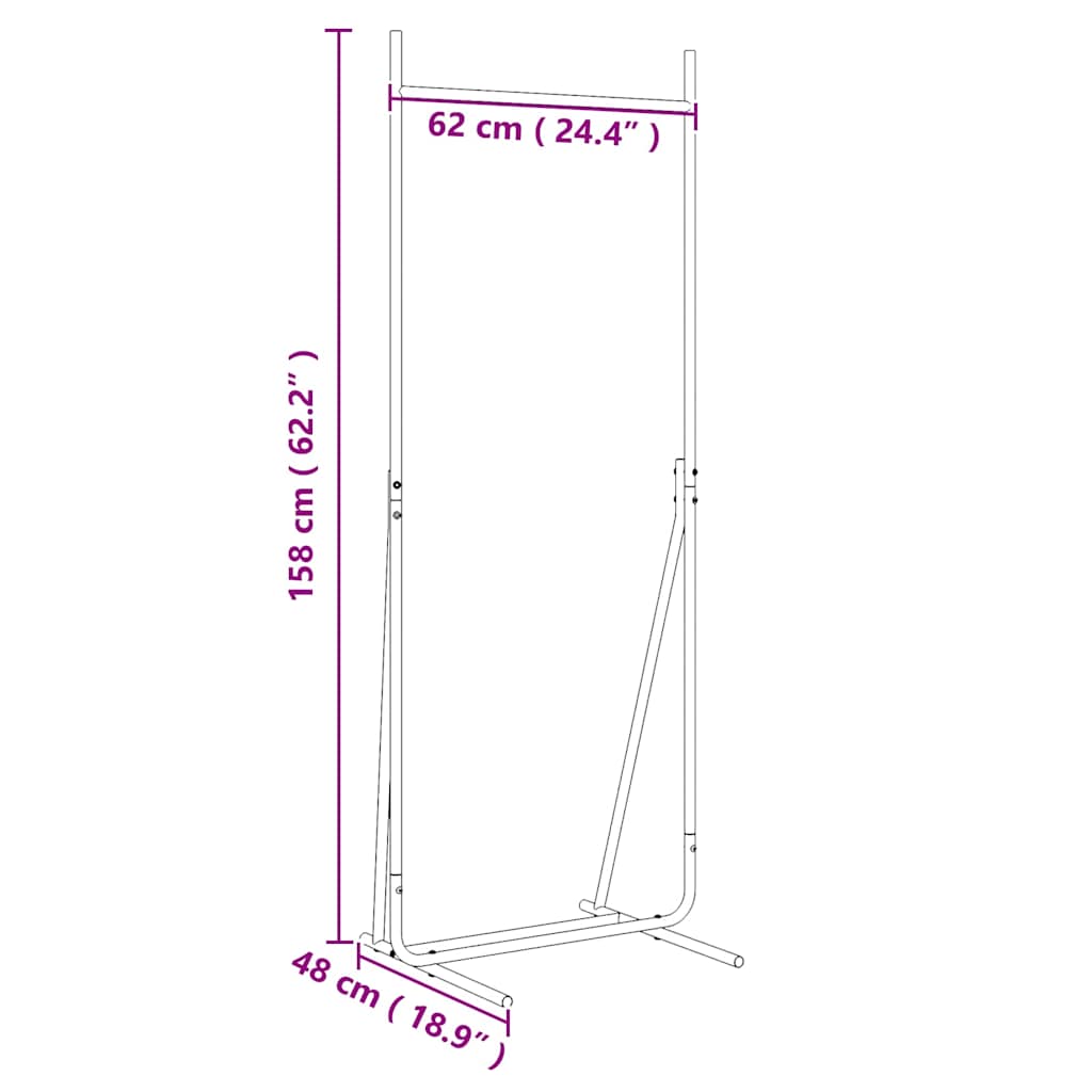 Suporte para Roupas Preto 62 x 48 x 158 cm Aço