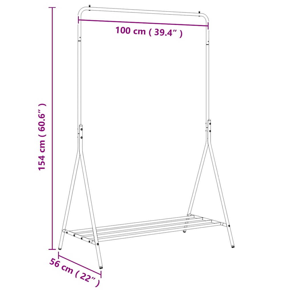 Suporte para Roupas com prateleira Preto 100 x 56 x 154 cm Aço