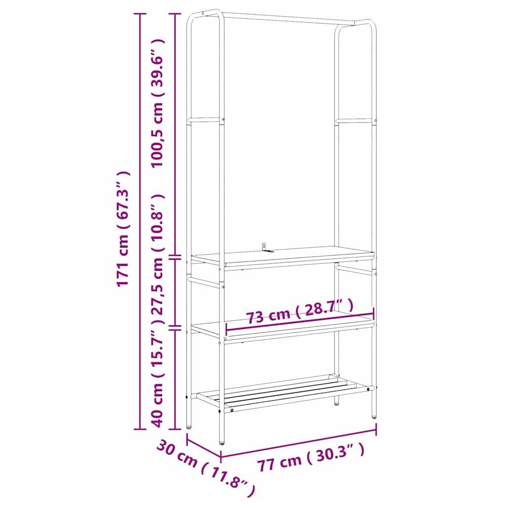 Suporte para Roupas com Prateleiras Sonoma cinzento