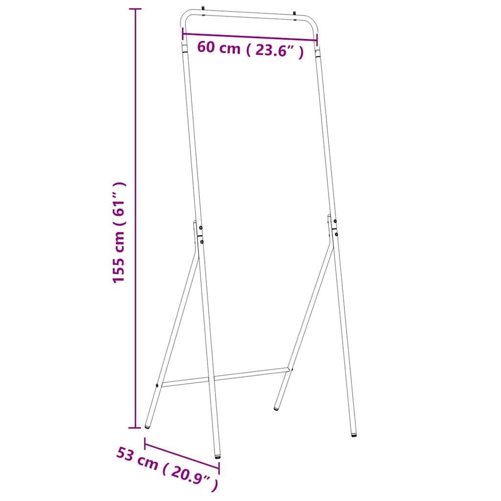 Suporte para Roupas Preto 60 x 53 x 155 cm Aço