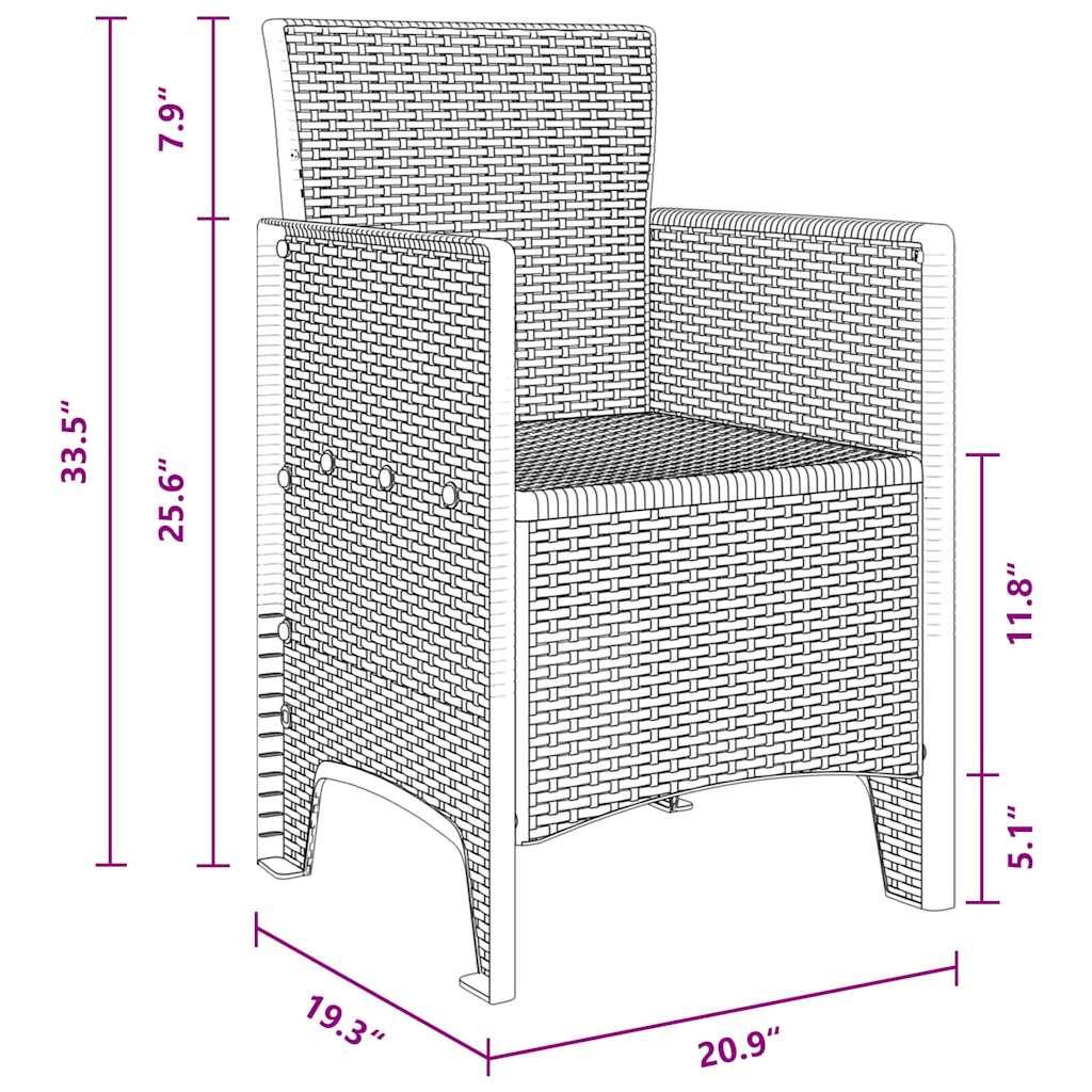 Conjunto de Jantar para Jardim 13 pcs Antracite Rattan Polt