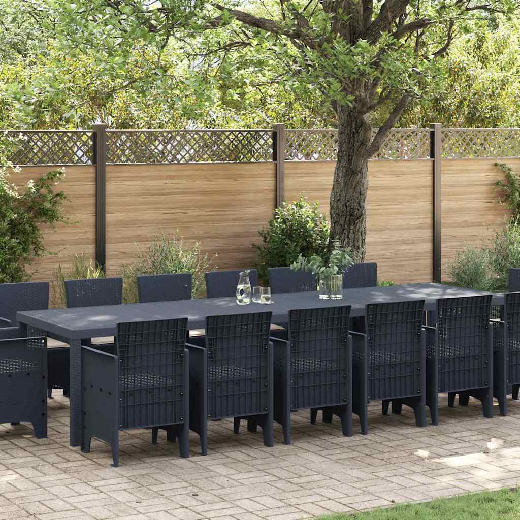 Conjunto de Jantar para Jardim 13 pcs Antracite Rattan Polt