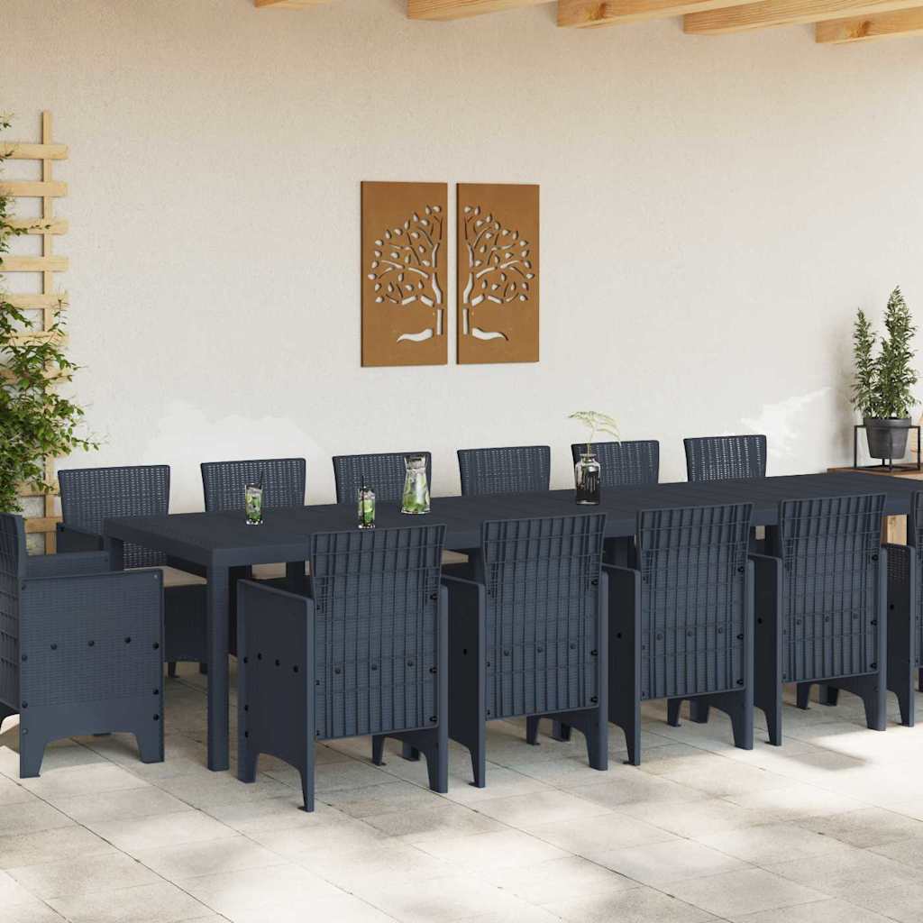 Conjunto de Jantar para Jardim 13 pcs Antracite Rattan Polt