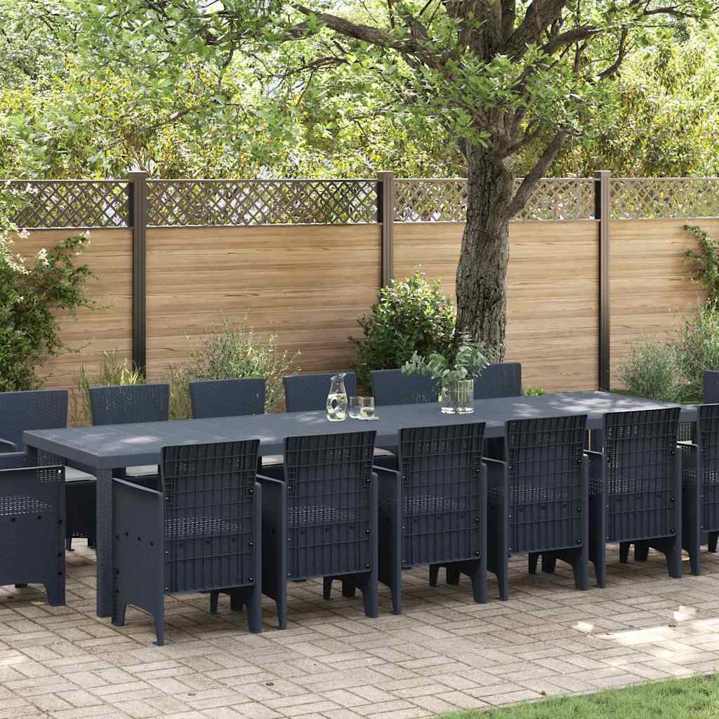 Conjunto de Jantar para Jardim 13 pcs Antracite Rattan Polt