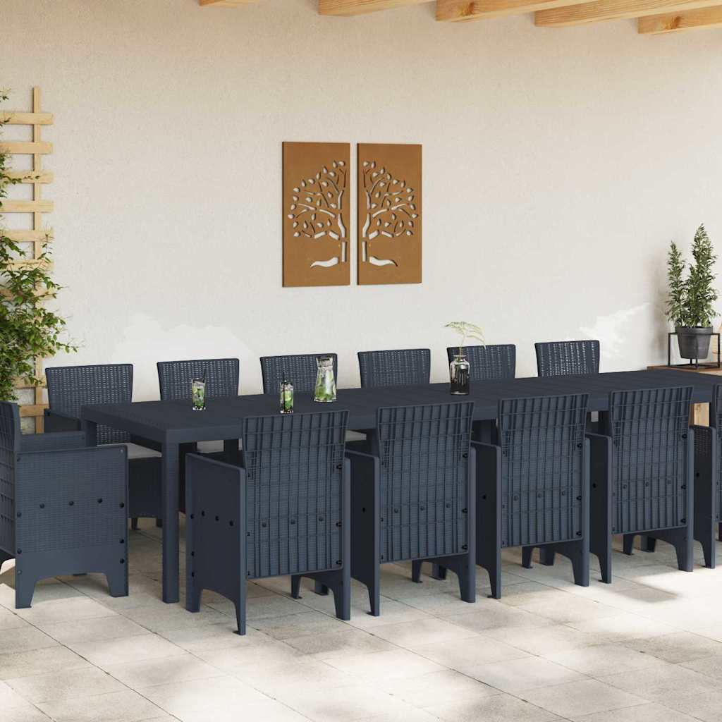 Conjunto de Jantar para Jardim 13 pcs Antracite Rattan Polt