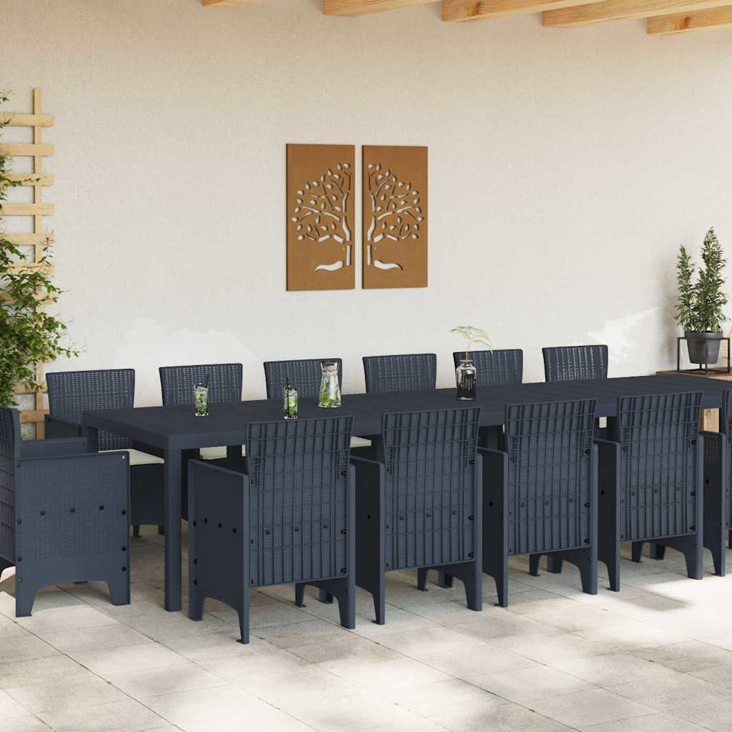 Conjunto de Jantar para Jardim 13 pcs Antracite Rattan Polt