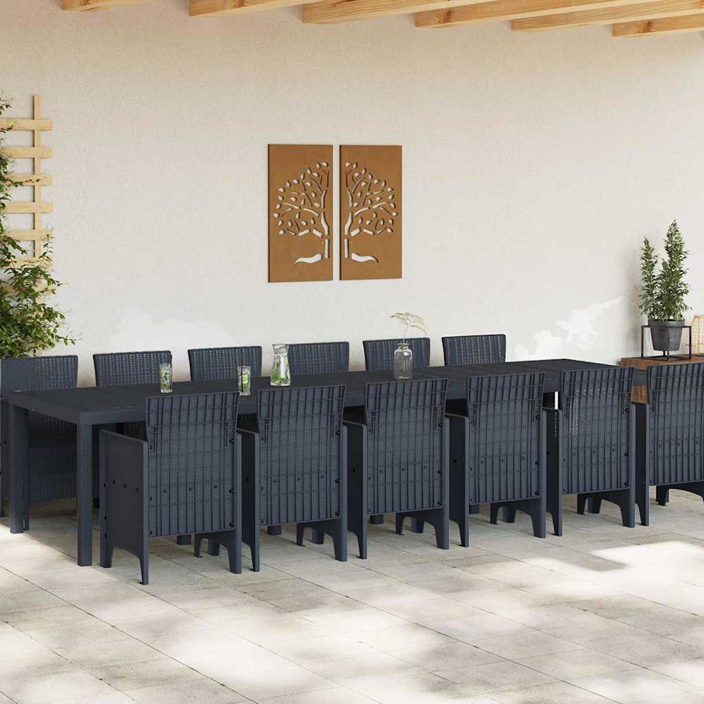 Conjunto de Jantar para Jardim 13 pcs Antracite Rattan Polt