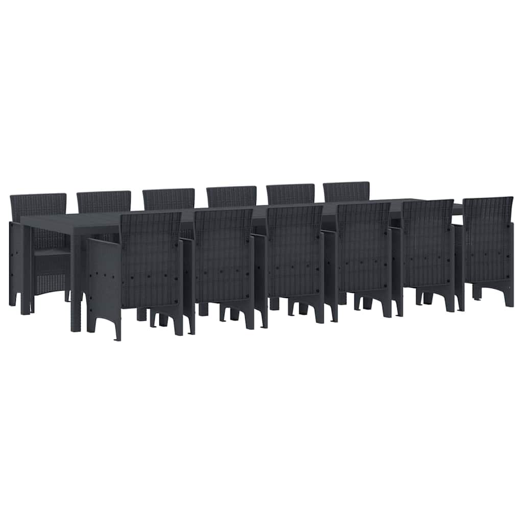 Conjunto de Jantar para Jardim 13 pcs Antracite Rattan Polt