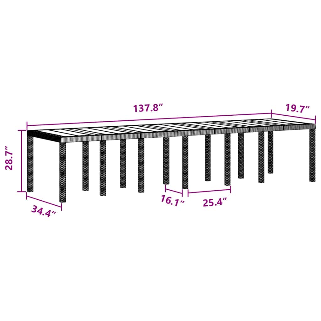 Conjunto de Jantar para Jardim 13 pcs Antracite Rattan Polt