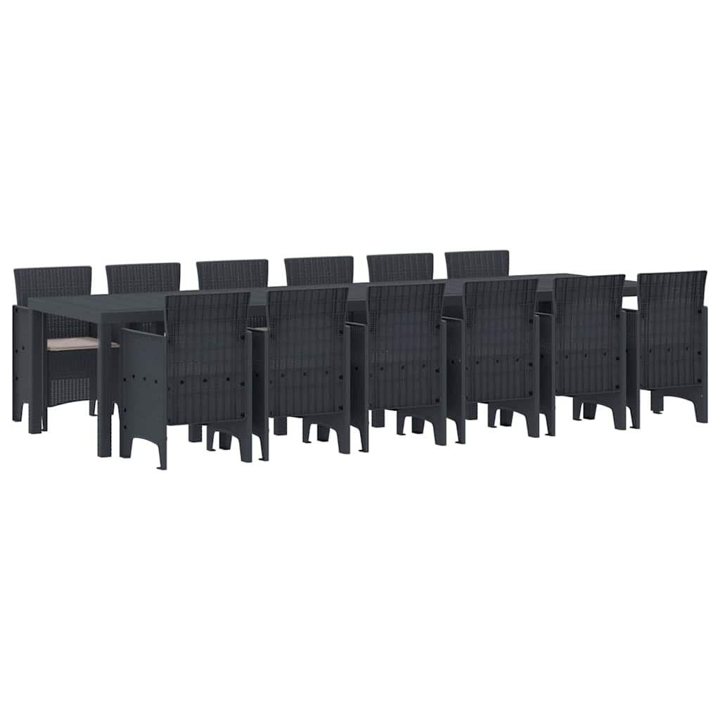 Conjunto de Jantar para Jardim 13 pcs Antracite Rattan Polt