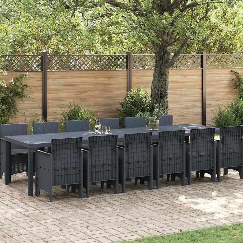 Conjunto de Jantar para Jardim 13 pcs Antracite Rattan Polt