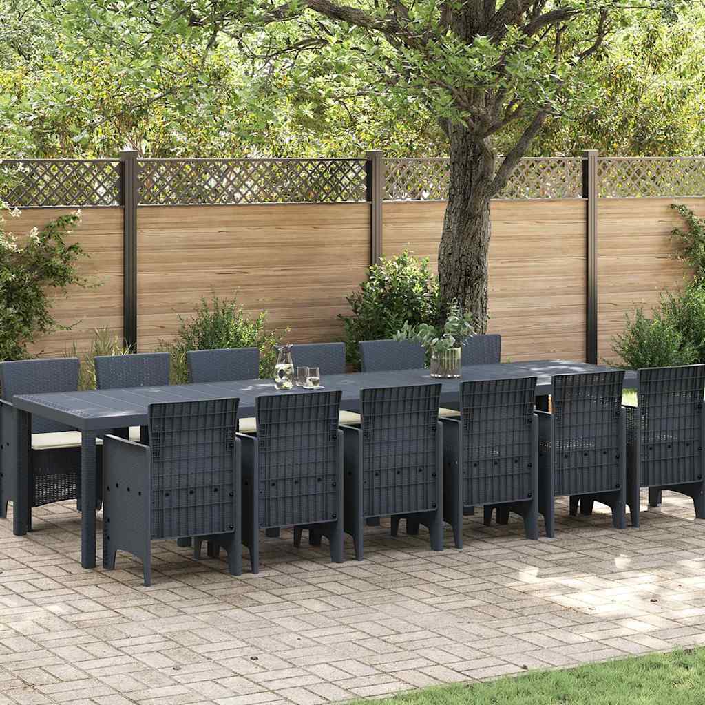 Conjunto de Jantar para Jardim 13 pcs Antracite Rattan Polt