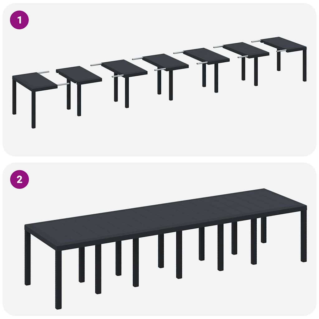 Conjunto de Jantar para Jardim 13 pcs Antracite Rattan Polt