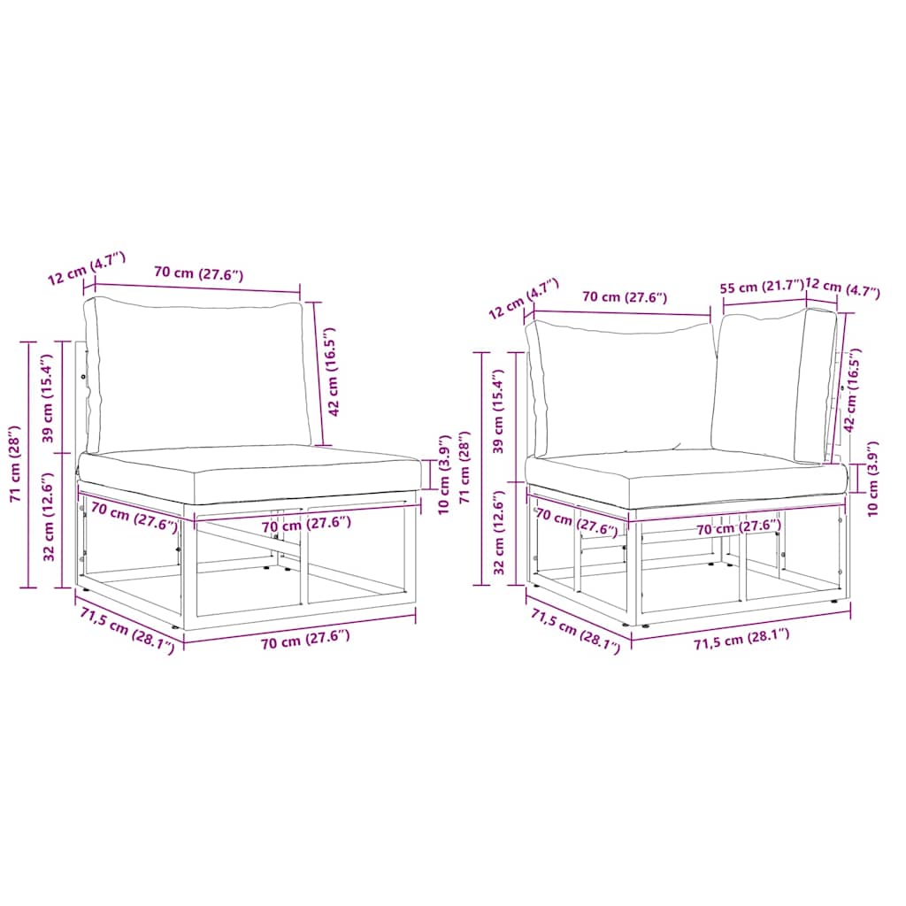 Conjunto de Sofá de Jardim com almofada 12 pcs