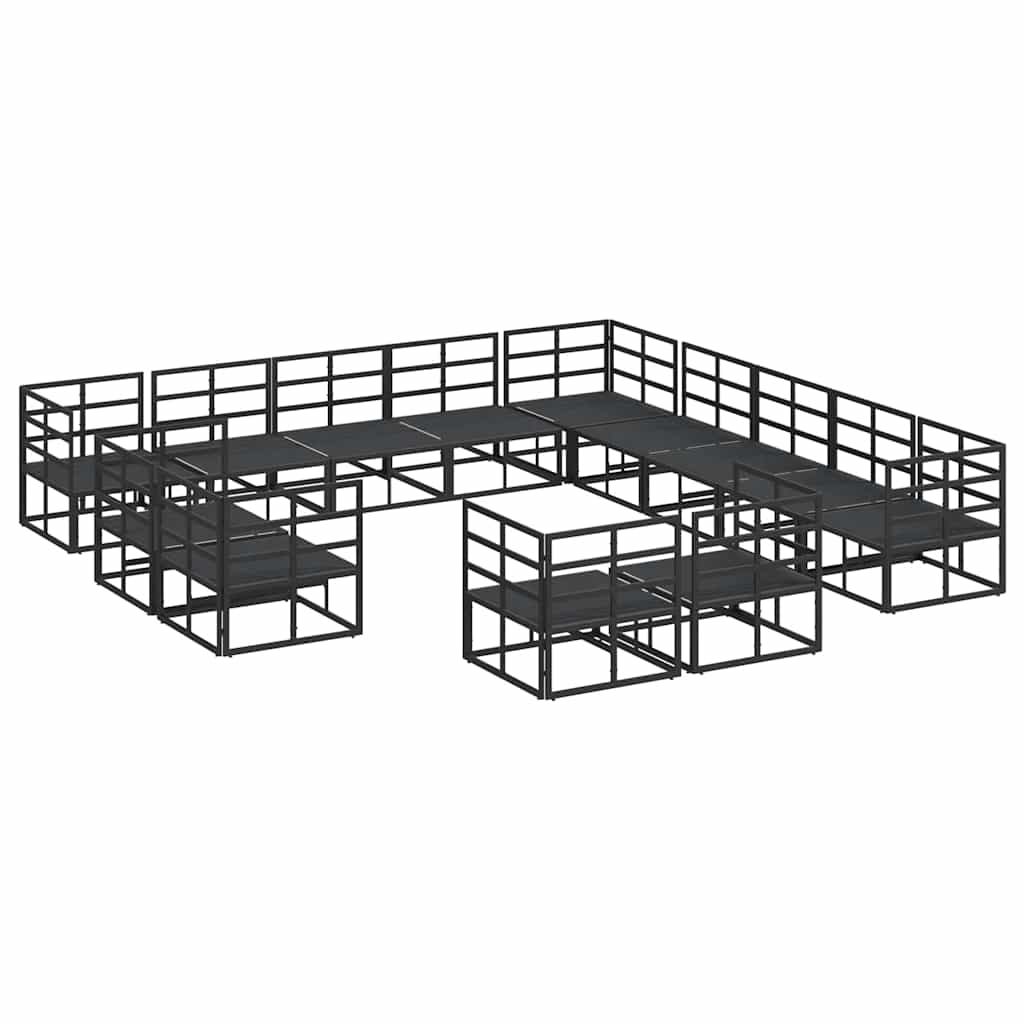 Conjunto de Sofá de Jardim com almofada 13 pcs Preto Alumínio