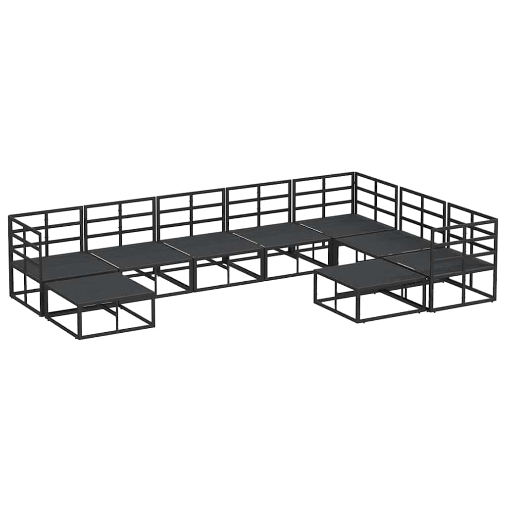 Conjunto de Sofá de Jardim 9 pcs Preto Alumínio