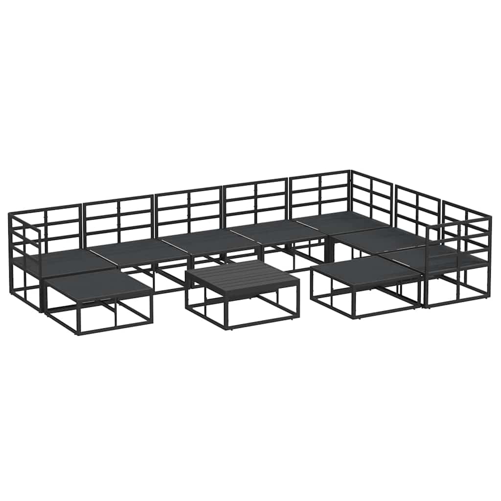 Conjunto de Sofá de Jardim 10 pcs Preto Alumínio