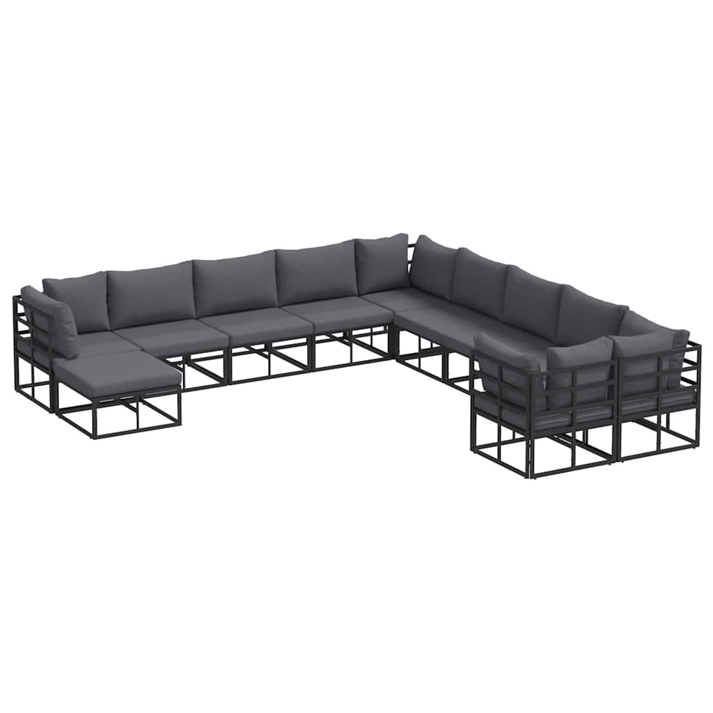 Conjunto de Sofá de Jardim 11 pcs Preto Alumínio