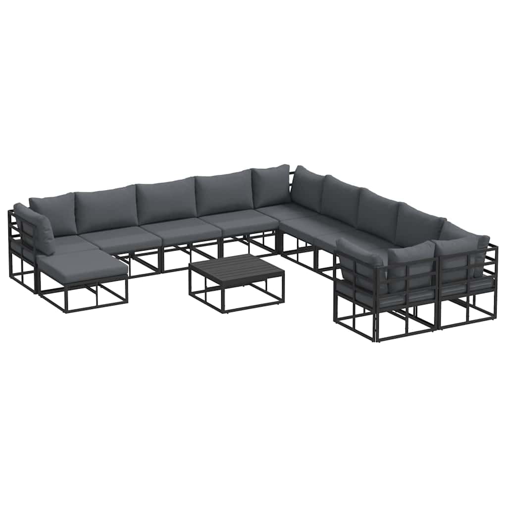 Conjunto de Sofá de Jardim 12 pcs Preto Metal