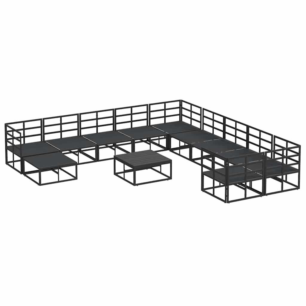 Conjunto de Sofá de Jardim 12 pcs Preto Metal