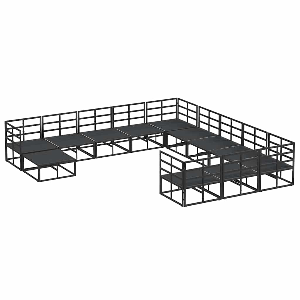 Conjunto de Sofá de Jardim 12 pcs Preto Alumínio