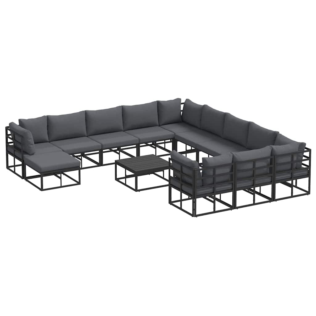 Conjunto de Sofá de Jardim 13 pcs Preto Alumínio
