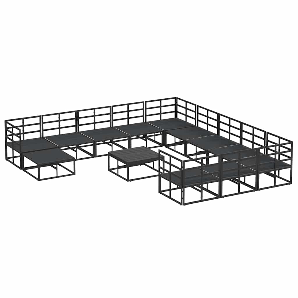 Conjunto de Sofá de Jardim 13 pcs Preto Alumínio
