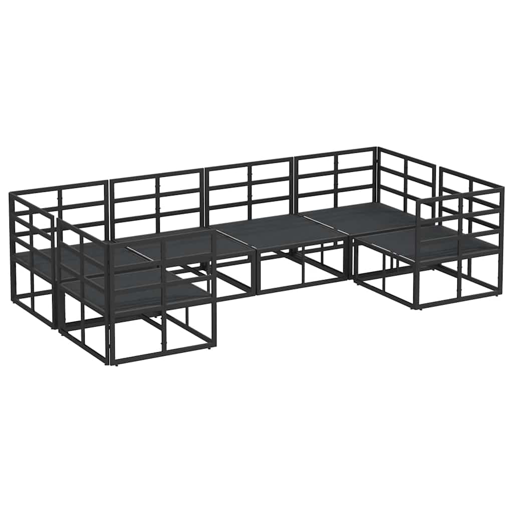 Conjunto de Sofá de Jardim 6 pcs Preto Alumínio